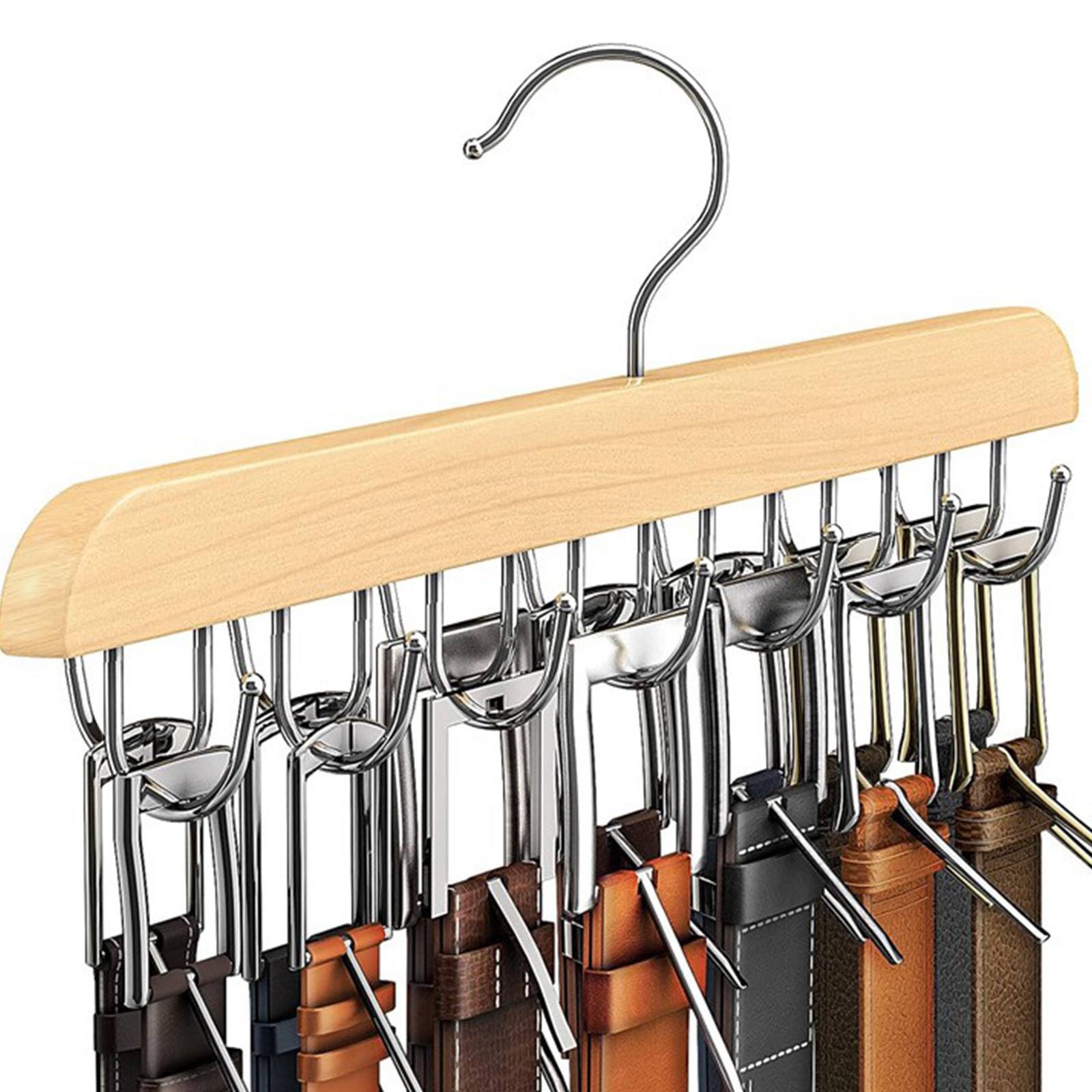 Men'S Accessories Organizer For Wardrobe - Rak sabuk kayu gantungan penyimpanan wanita