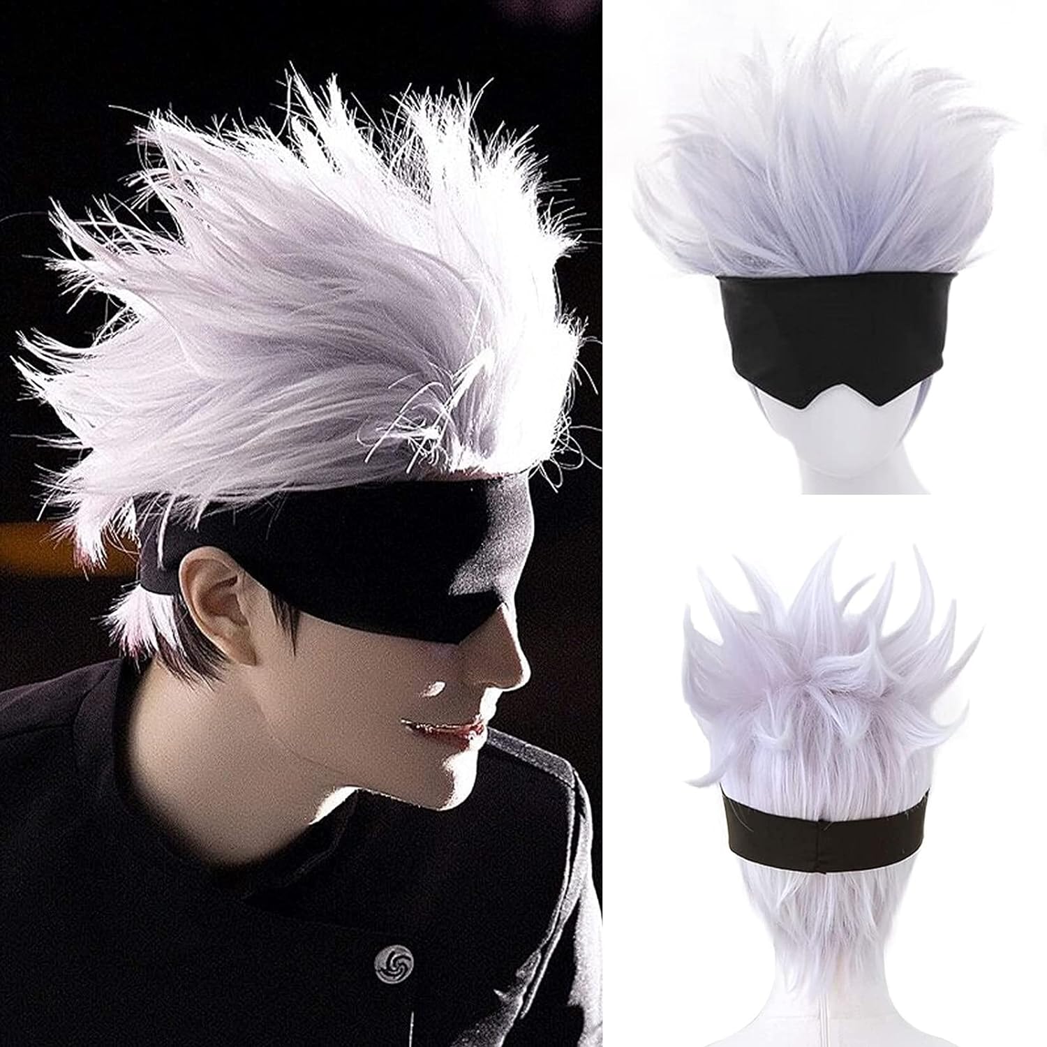 Men Accessories In Silver - Wig Cosplay hitam + bergelombang, Wig