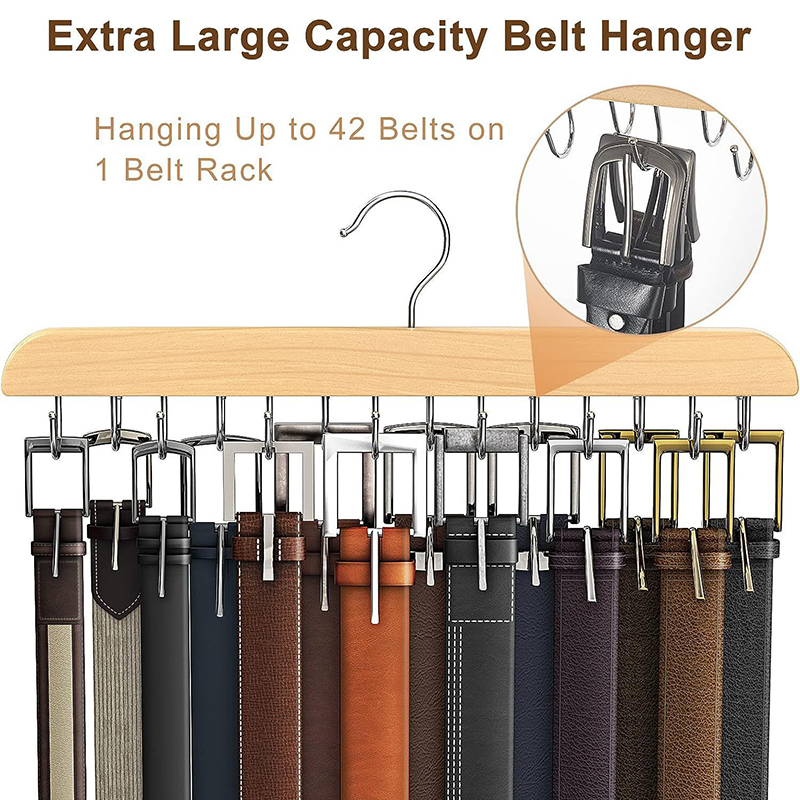 Men'S Accessories Organizer For Wardrobe - Rak sabuk kayu gantungan penyimpanan wanita