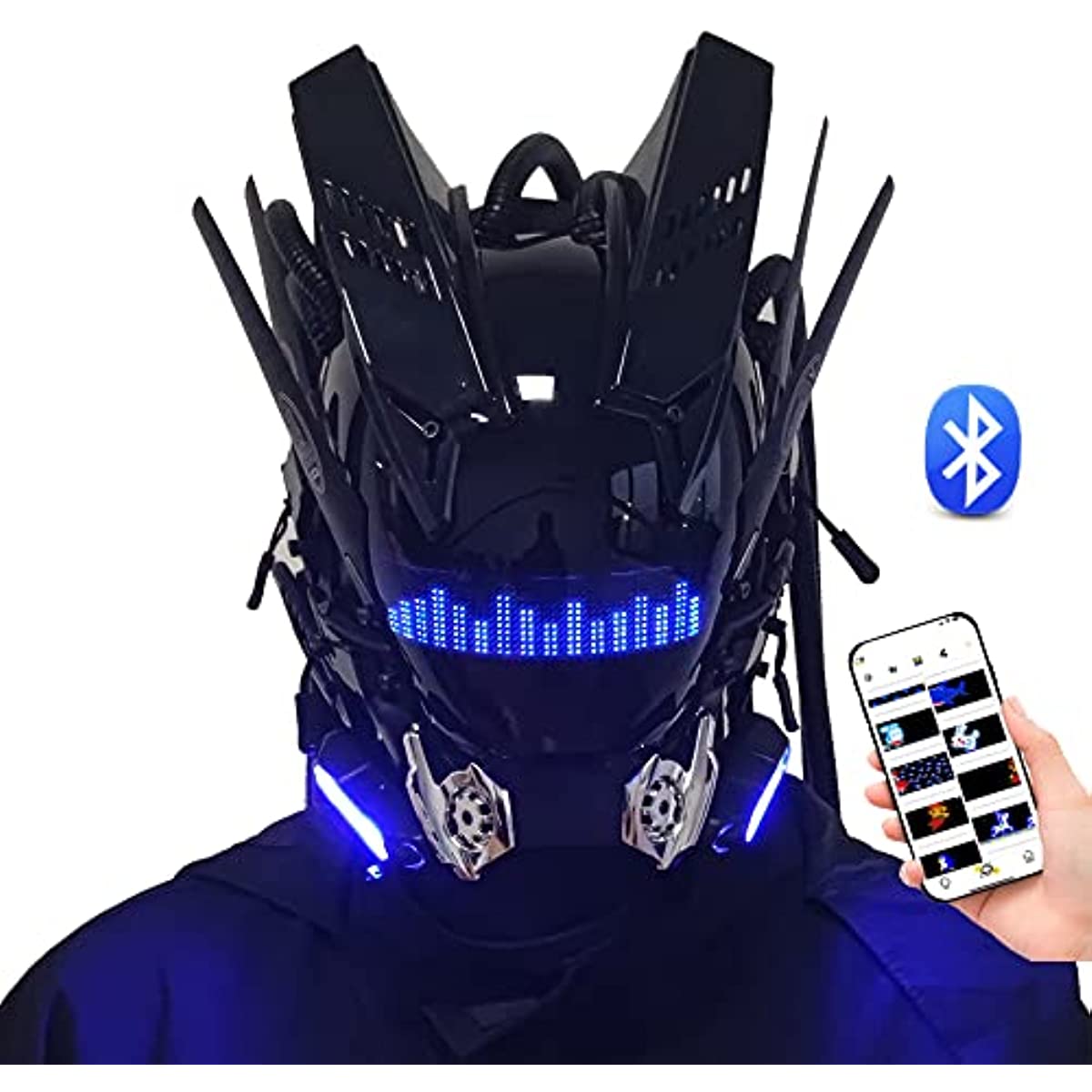 Men Accessories App - Cyberpunk masker Cosplay untuk pria, Bluetooth