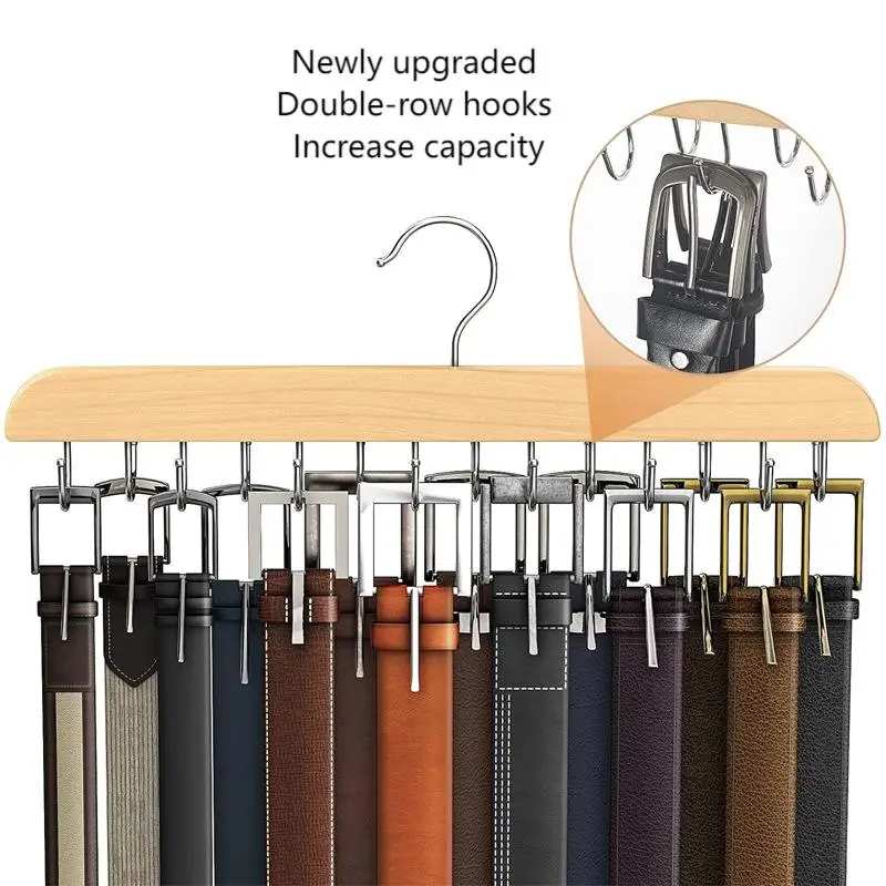 Men'S Accessories Organizer For Wardrobe - Rak Sabuk Kayu Gantungan Penyimpanan Wanita