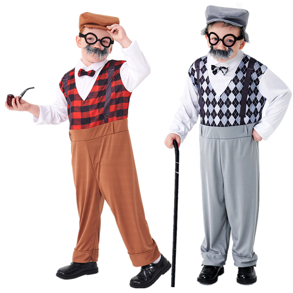 Men Accessories Hat - Kostum Halloween Cosplay Kakek untuk Anak-anak,