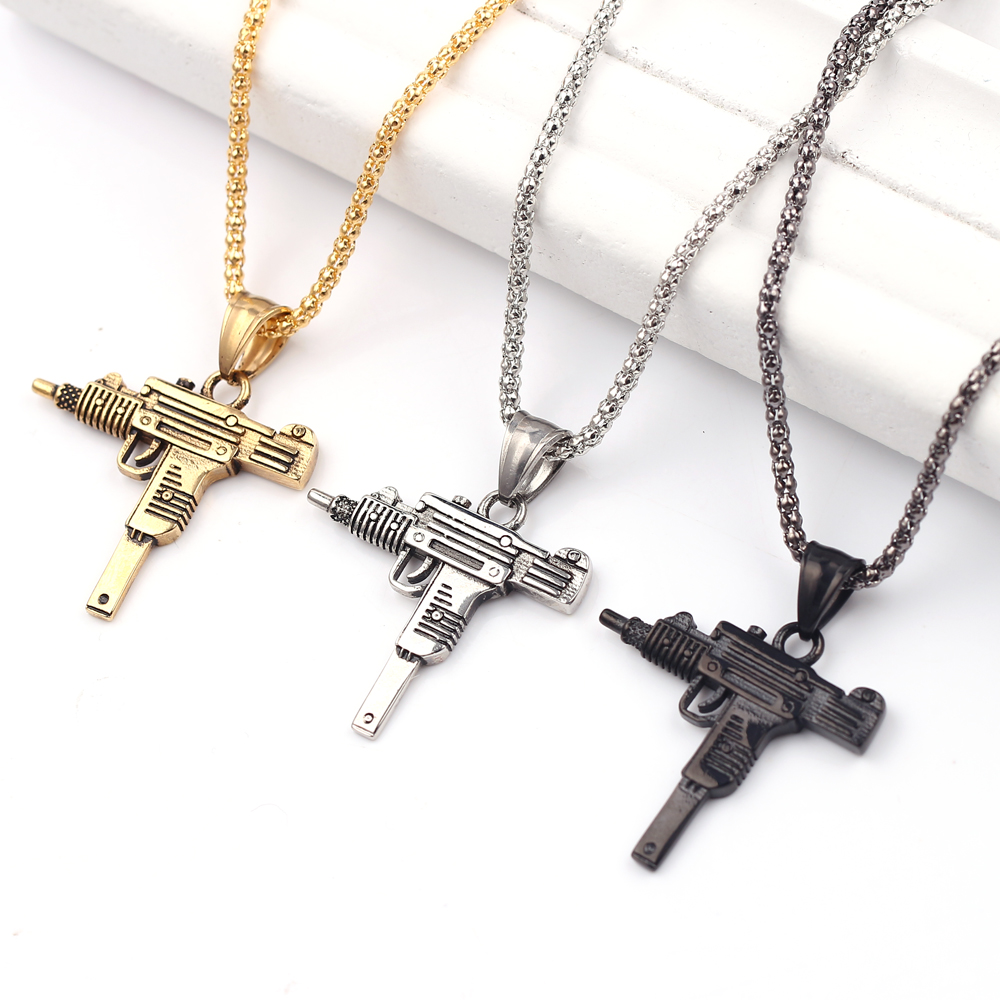 Kalung Liontin Senapan Mesin U - Men Accessories Necklace ulasan dan harga