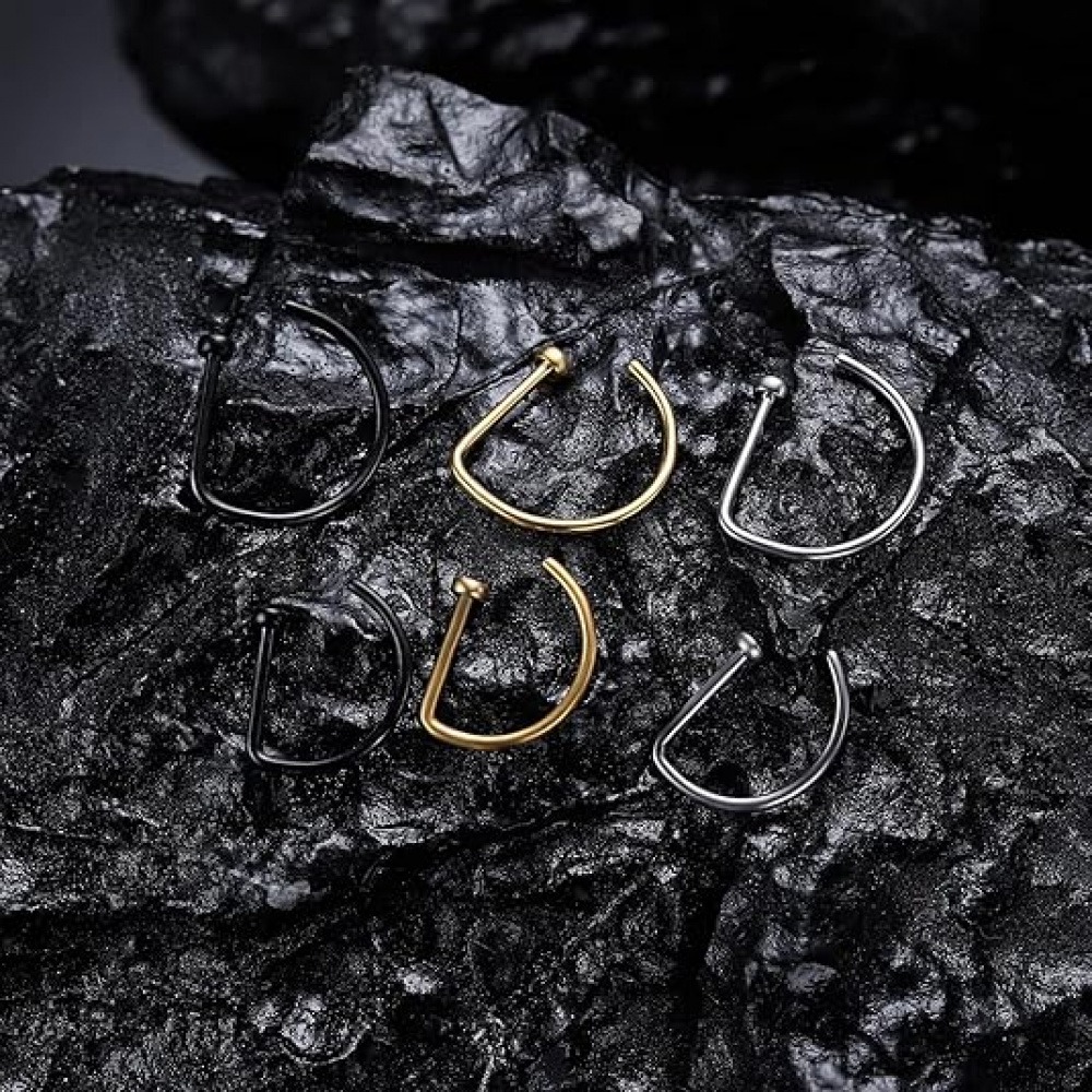 4 Paket Cincin Hidung Bentuk D - Men Accessories Ring ulasan dan harga